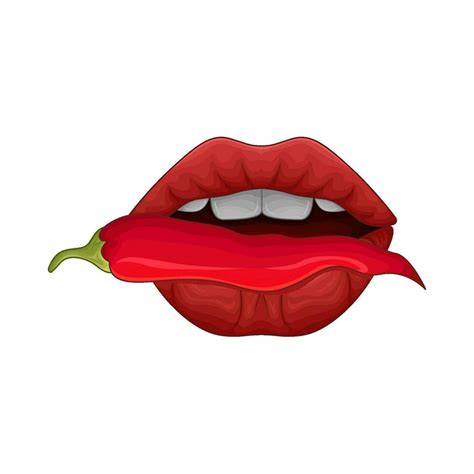 Hot Chili With Mouth Illustration Vector Art At Vecteezy