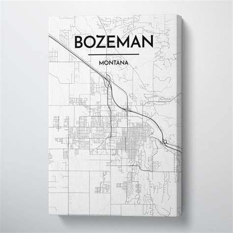 Bozeman City Map Canvas Wrap - High Quality Custom Made Art - Point Two ...