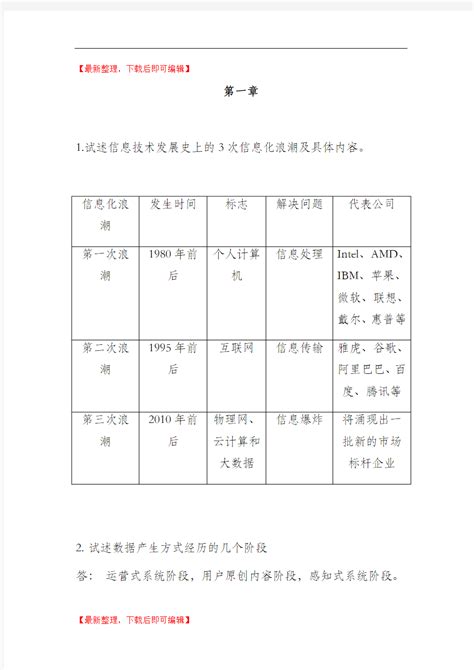 大数据技术原理与应用 林子雨版 课后习题答案精编文档doc 文档之家