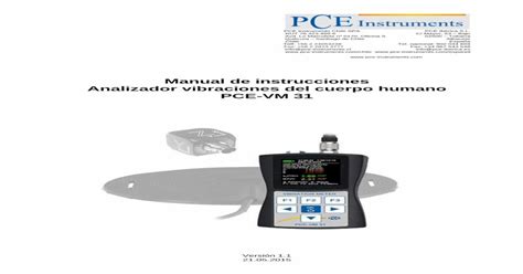 Manual De Instrucciones Analizador Vibraciones Del Cuerpo