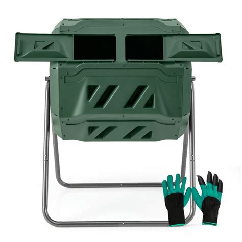 Kadyn Rotatable Tumbling Composter With Sliding Doors Green