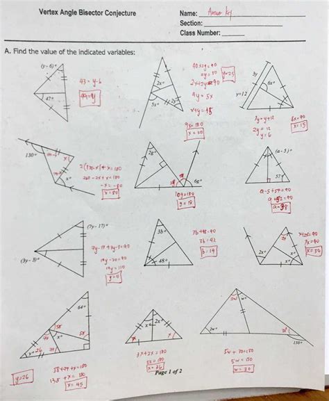 Mastering Angle Bisectors A Comprehensive Worksheet With Answers PDF