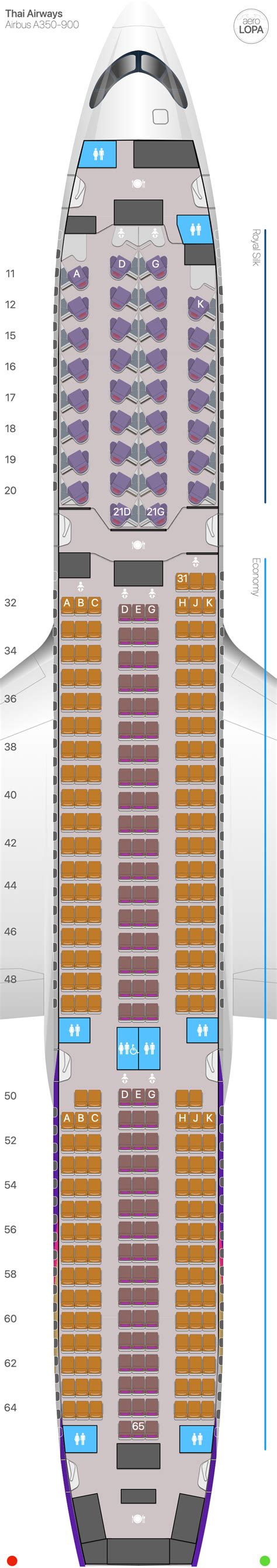 TG Airbus A350-900 type 2 - aeroLOPA | Detailed aircraft seat plans