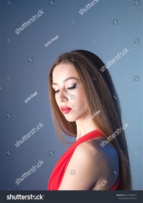 Beauty Portrait Session Nude Makeup Blue Stock Photo 1677956815 Shutterstock