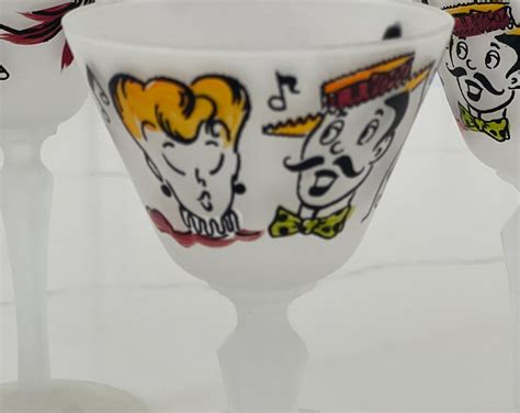 Vintage Hazel Atlas Gay Fad Here S To Midcentury Glassware Frosted Stem Glasses Mcm Vintage