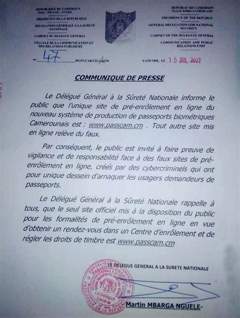 Cameroun Cybercriminalit Un Faux Site De Pr Enr Lement Pour La