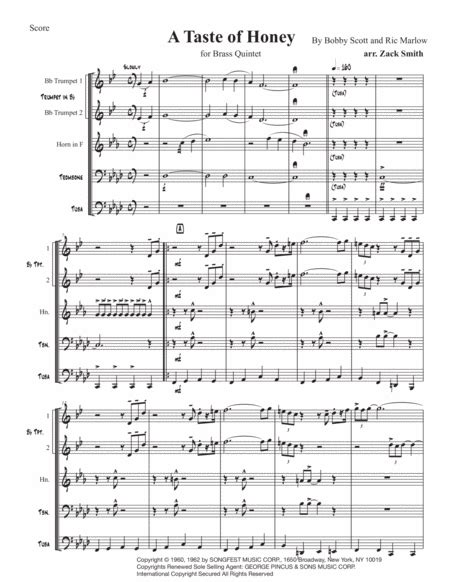 A Taste Of Honey Arr Zack Smith Sheet Music The Beatles Brass Ensemble