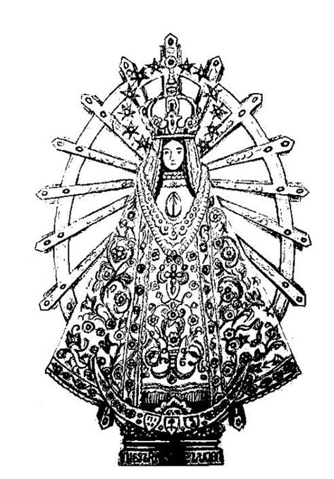 Virgen de Luján para colorear Virgen de lujan Blanco y negro Virgen