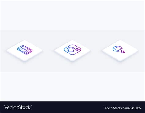 Set Isometric Line Dating App Female Gender Vector Image