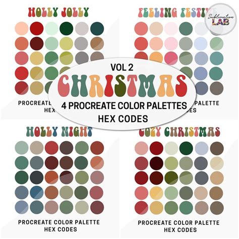 Christmas Procreate Color Palette Bundle Hex Codes Modern Christmas