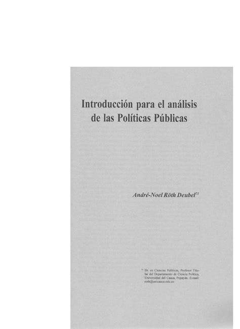 Dialnet Introduccion Para El Analisis De Las Politicas Publicas