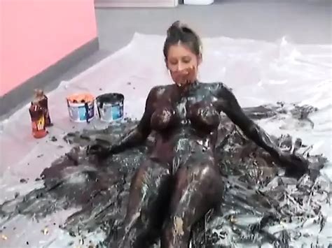 Beautiful Slut Paint Her Body With Black Paint On The Floor Wet And Messy Amateur Porn XHamster
