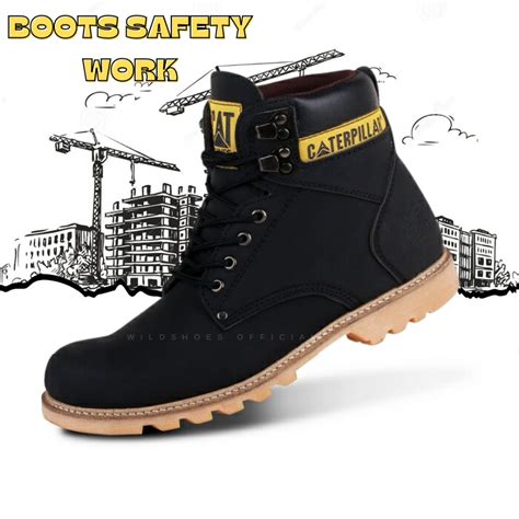 Jual Sepatu Safety Pria Boots Ujung Besi Shoes Safety Caterpillar