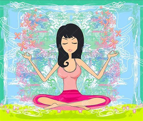 Yoga Girl In Lotus Position Stock Illustration Illustration Of Figure