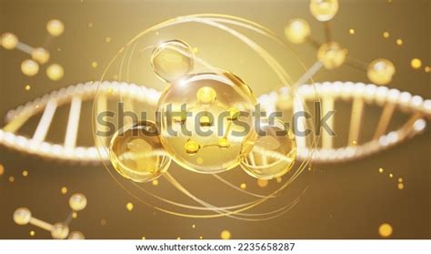 Molecule Gold On Soft Background Concept Stock Illustration 2235658287