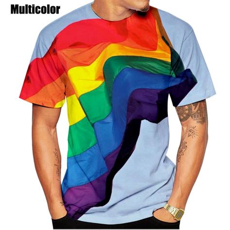 Men S Fashion Rainbow Round Neck Short Sleeve Top T Shirt Gay Pride Shirt Lgbtq Shirt