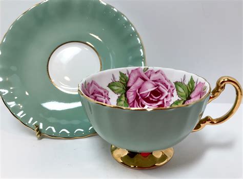 Cabbage Rose By Aynsley Tea Cup And Saucer Pink Rose Cups Big Rose