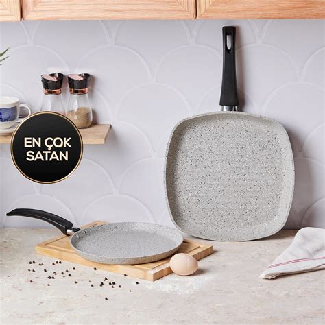 Emsan Premium Granit Grey Krep Grill Seti Emsan