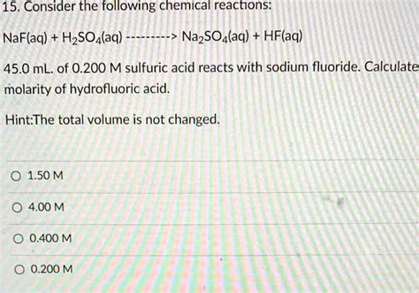 Solved Consider The Following Chemical Reactions Naf Aq H So Aq