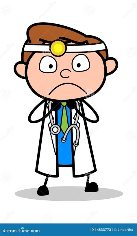 Sehr Traurig Berufskarikatur Doktor Vector Illustration Stock