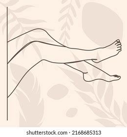 Female Feet Drawing By One Continuous Stock Vector Royalty Free