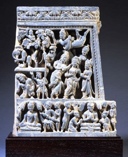 Relief carving of scenes from the life of Buddha:“The Temptation of ...