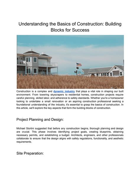 Understanding the Basics of Construction: Building Blocks for Success ...