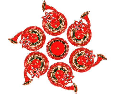 Buy Red Shehnai Acrylic Diwali Rangoli Stickers For Pooja Room Rangoli