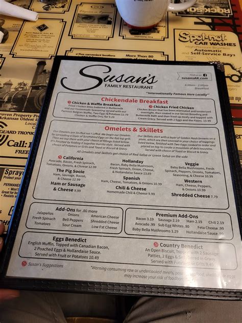 Menu At Susan S Restaurant Springdale