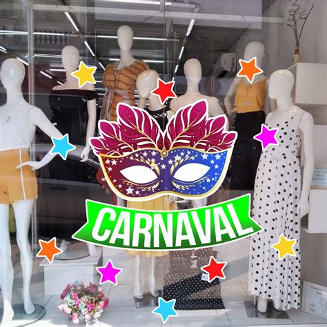 Adesivo Vitrine Carnaval Gigante N Cola Por Dentro Elo