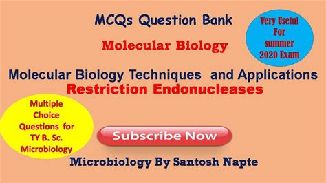 Multiple Choice Questions On Molecular Biology Techniques Restriction Endonucleases Youtube