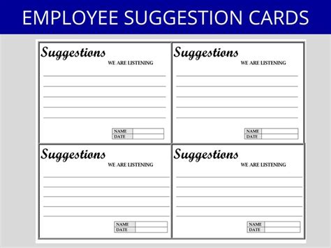 Employee Suggestion Card Feedback Suggestions Suggestions Box Card