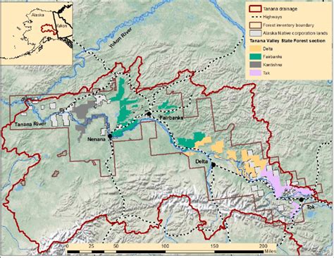 Map of Tanana River drainage, forest inventory boundary (Hanson 2013),... | Download Scientific ...