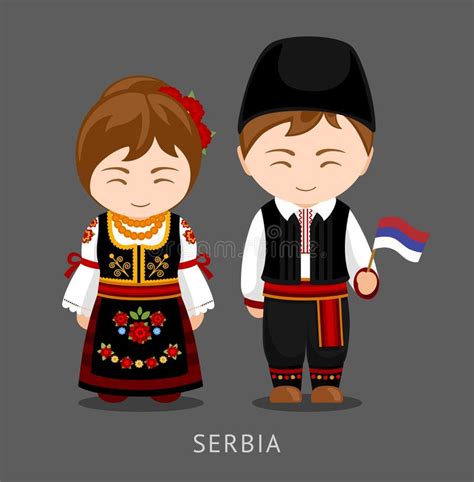 Serbs in National Dress with a Flag. Stock Vector - Illustration of ...