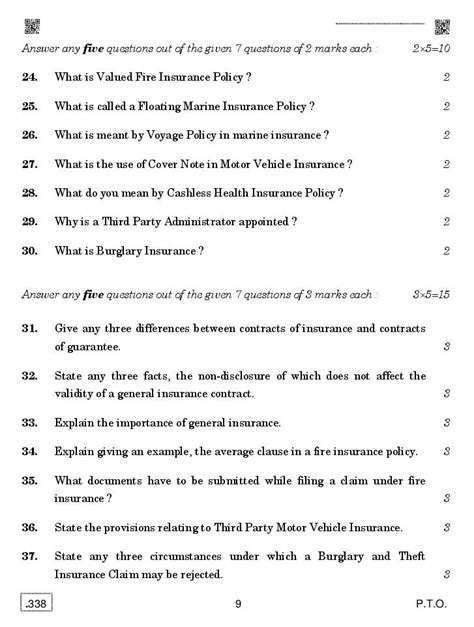 Cbse Question Paper 2020 For Class 12 Insurance Download Pdf