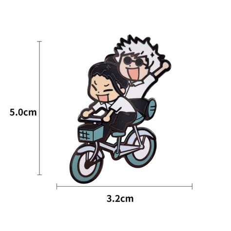 Anime Jujutsu Kaisen Satoru Gojo Geto Suguru By Bike Enamel Badge