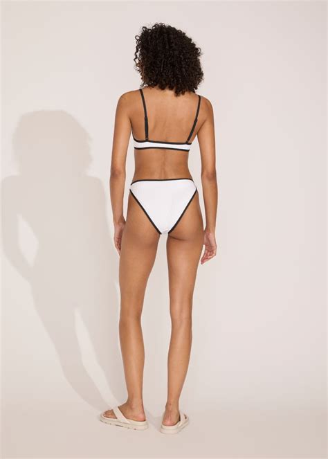 The Rachel Ribbed Bikini Bottom In Marshmallow Solid And Striped