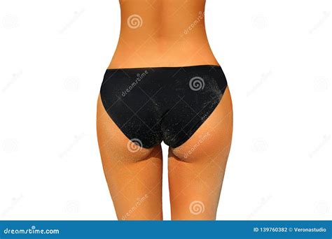 Portrait Of Woman In Bikini Having Perfect Buttocks Skin Care Stock