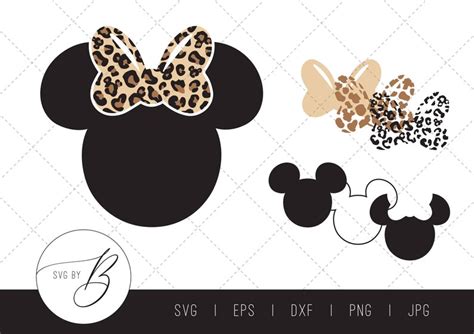 Disney Minnie Mouse Bow Svg Hidden Mickey Leopard Print Etsy