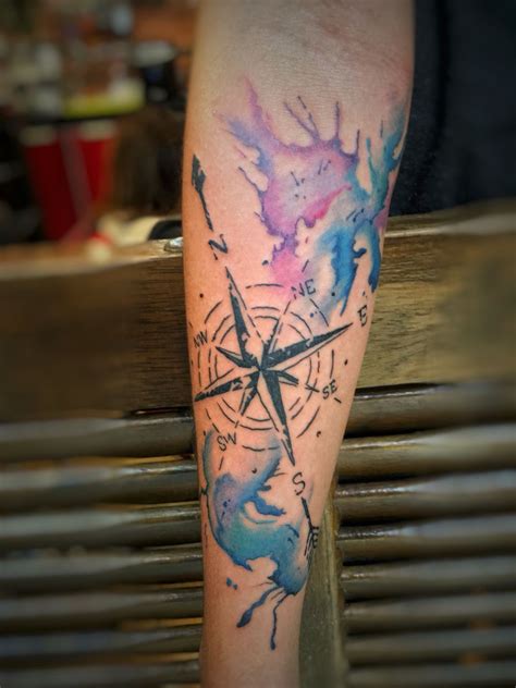 Watercolour Compass Rose Tattoo Compass Rosadosventos Compass Tattoos Arm Nautical Compass