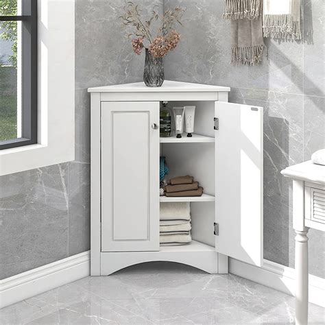 Aukfa Corner Storage Cabinet For Bathroom Bedroom Kitchen White