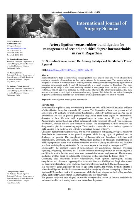 (PDF) Artery ligation versus rubber band ligation for management of ...