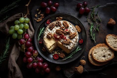 Camembert Al Horno Con Uvas Asadas Nueces Romero Y Peppercornoques