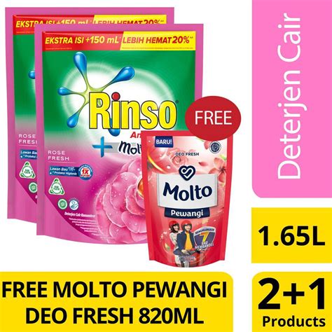 Jual Rinso Molto Deterjen Cair Rose Fresh Liquid Detergent L X