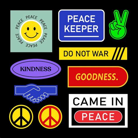 Set of Peace-Themed Stickers 12661636 Vector Art at Vecteezy