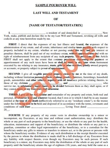 Printable New York Last Will And Testament Forms Templates Word