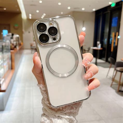 MagSafe Magnetic TPU Case with Glass Lens For iPhone 13 Pro Max (Silver