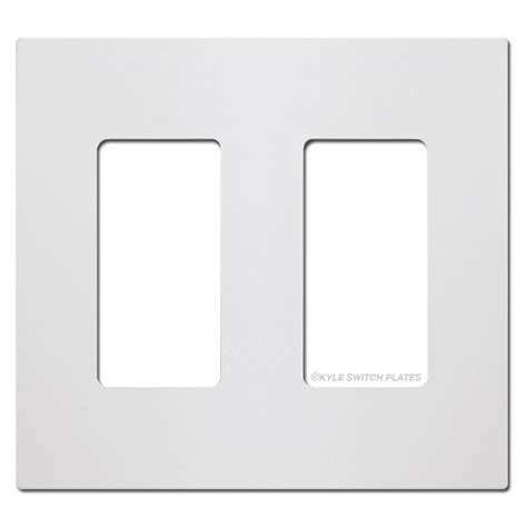 Screwless 2 Gang Decora Rocker Light Switch Plate White Plastic