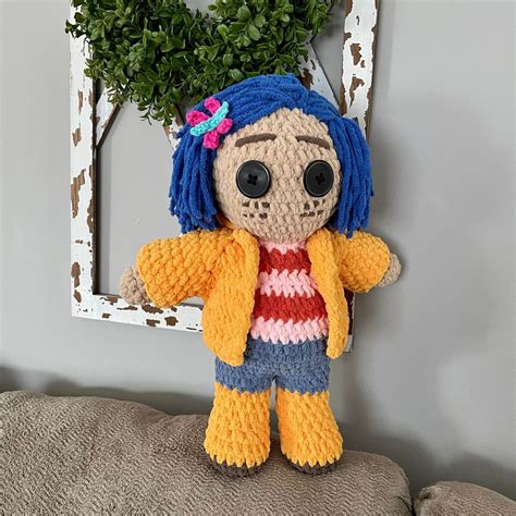 Coraline Crochet Doll 18 Inches Handmade Plushie Handmade Doll Crochet