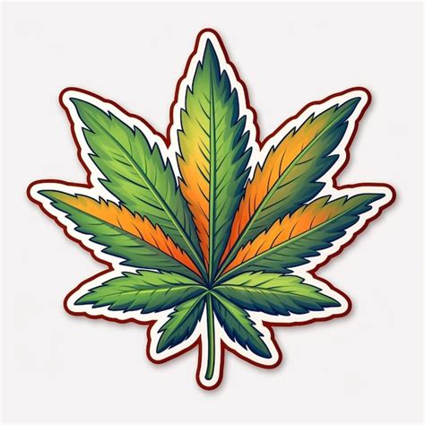 Premium Ai Image Sticker Style Cannabis Leaf Happy Grass